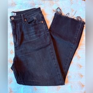 Frayed Hem Black Jeans